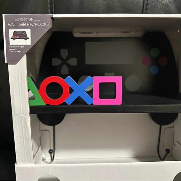 PlayStation Controller Wall Shelf Decor with Hooks Black Logo Buttons Brand New - Picture 3 of 4